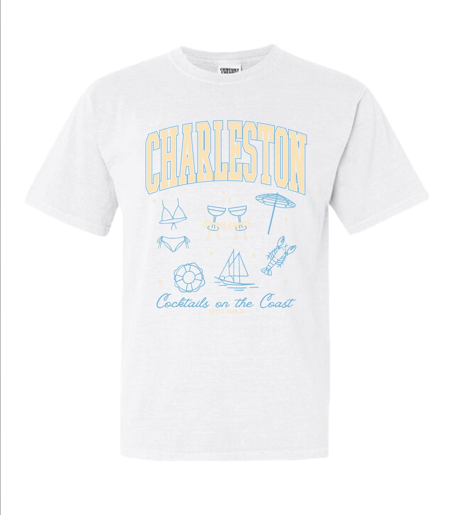 COCKTAILS ON THE COAST TEE - White